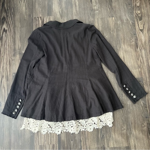 Free People Crochet Lace Bottom Size X-Small Feme Victoria Jacket Blazer - Picture 3 of 16